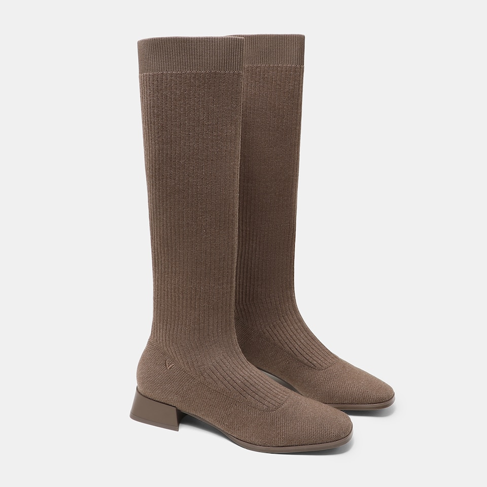 Tara Square-toe Wool Riding Boots in Peanut Brown | Women's Sustainable and Stylish Shoes | VIVAIA
