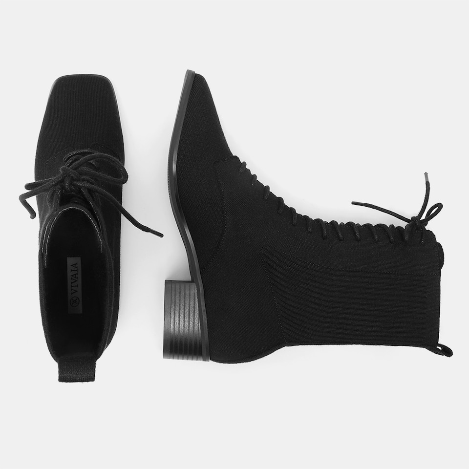 Tammy Square-toe Wool Boots in Solid Black | Women's Sustainable and Stylish Shoes | VIVAIA