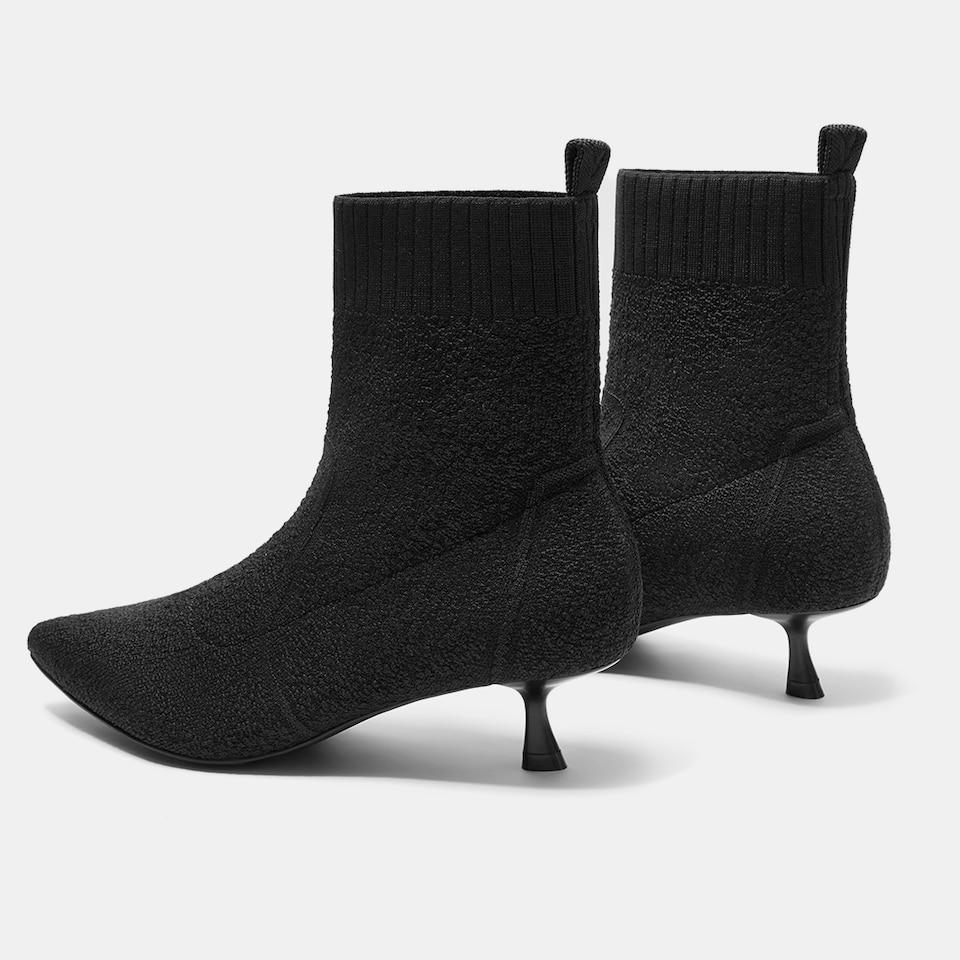 Louise Pointy Kitten Heel Boots in Solid Black | Women's Sustainable and Stylish Shoes | VIVAIA