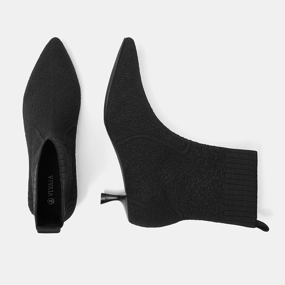 Louise Pointy Kitten Heel Boots in Solid Black | Women's Sustainable and Stylish Shoes | VIVAIA