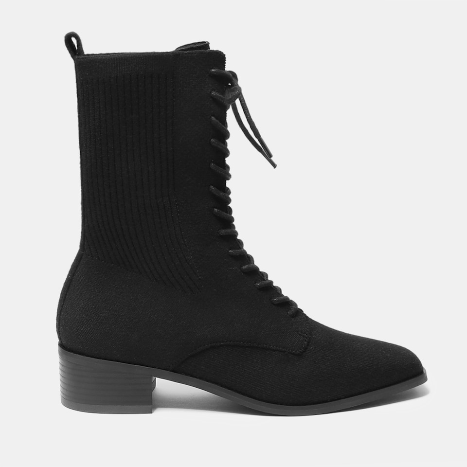 Tammy Square-toe Wool Boots in Solid Black | Women's Sustainable and Stylish Shoes | VIVAIA