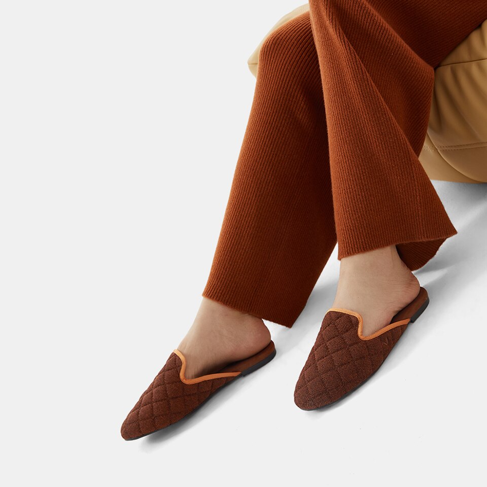 Sherry Mules in Brick Brown | Women's Sustainable and Stylish Shoes | VIVAIA