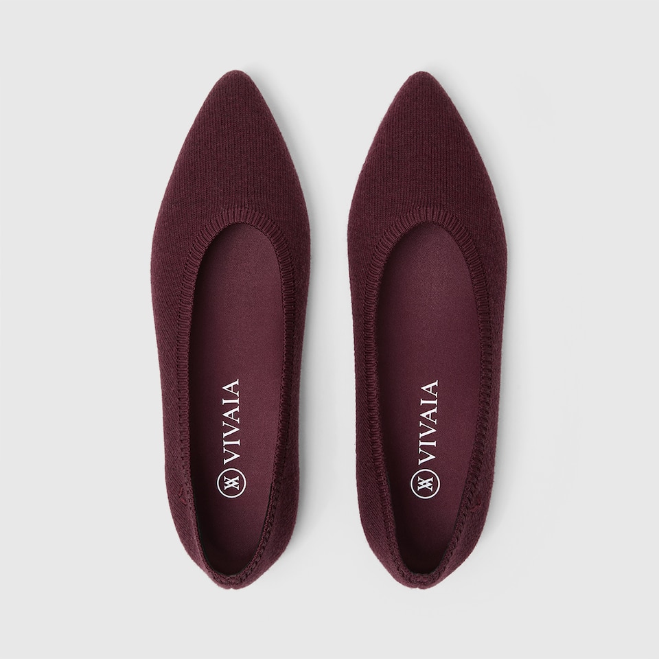 Aria Pointy Wool Flats in Garnet Red | Women's Sustainable,Washable and Stylish Shoes | VIVAIA
