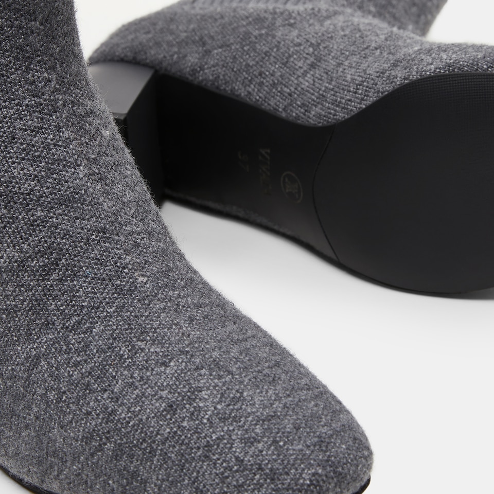 Gemma Square-toe Block Heel Wool Boots in Rich Grey | Women's Sustainable and Stylish Shoes | VIVAIA