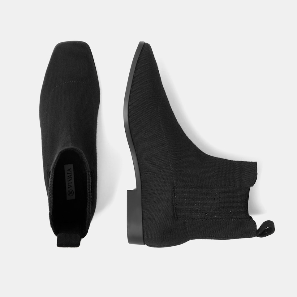 Rachel Square-toe Wool Ankle Boots in Black | Women's Sustainable and Stylish Shoes | VIVAIA