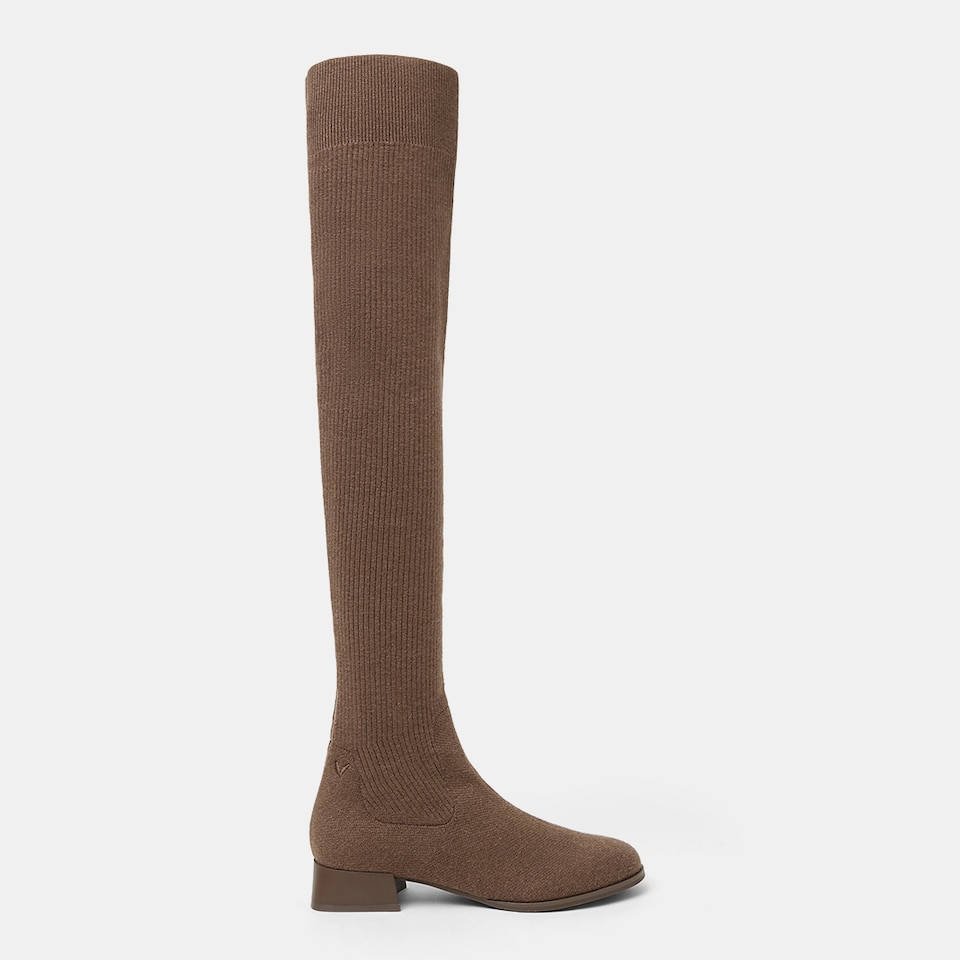 Madeline Round-toe Wool Over-knee Boots in Tan Russet | Women's Sustainable and Stylish Shoes | VIVAIA