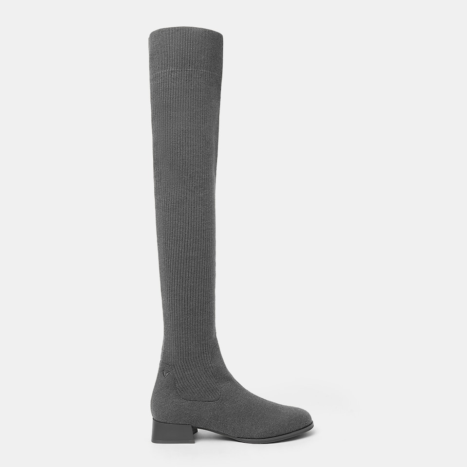 Madeline Round-toe Wool Over-knee Boots in Pale Grey | Women's Sustainable and Stylish Shoes | VIVAIA