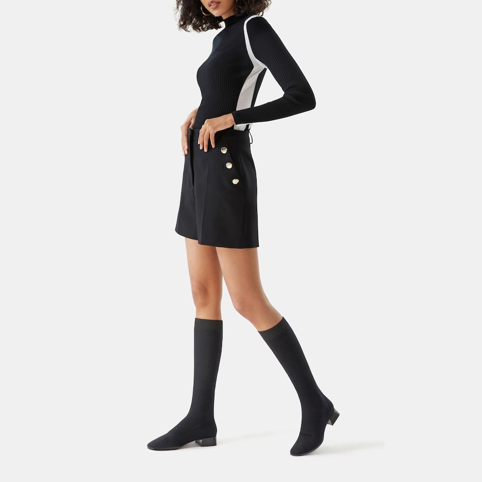 Tara Square-toe Wool Riding Boots in Black | Women's Sustainable and Stylish Shoes | VIVAIA