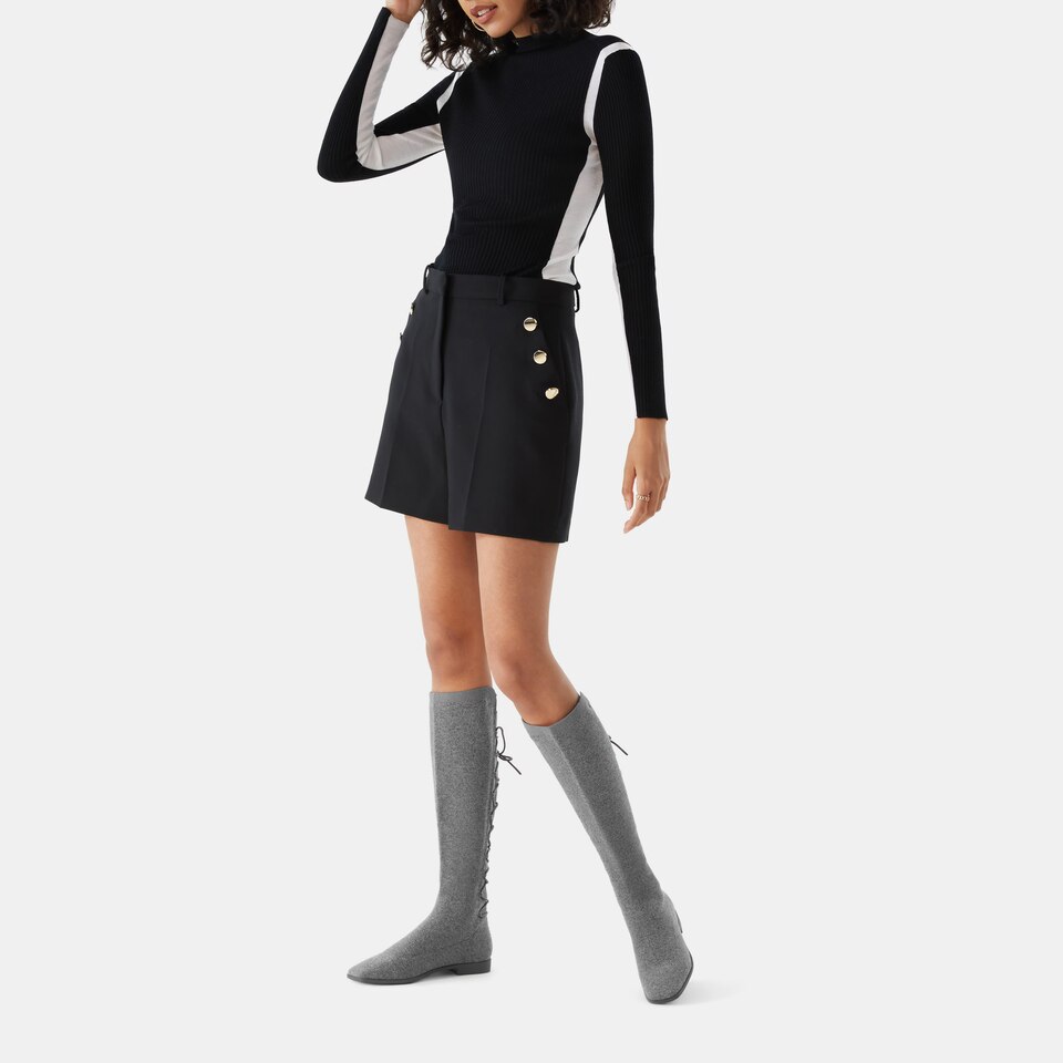 Pandora Square-toe Wool Riding Boots in Pale Grey | Women's Sustainable and Stylish Shoes | VIVAIA