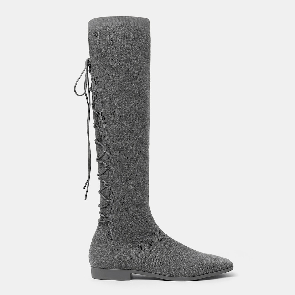 Pandora Square-toe Wool Riding Boots in Pale Grey | Women's Sustainable and Stylish Shoes | VIVAIA