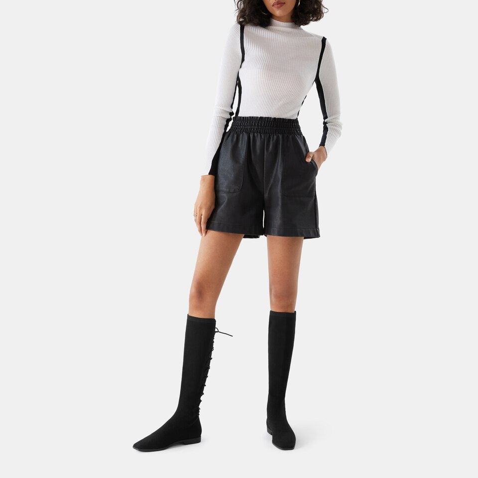 Pandora Square-toe Wool Riding Boots in Black | Women's Sustainable and Stylish Shoes | VIVAIA