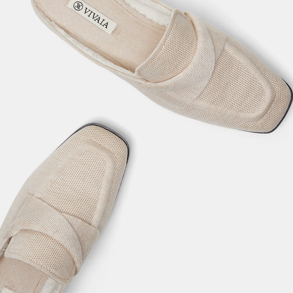 Olivia Square-toe Mules in Cream Ivory | Women's Sustainable and Stylish Shoes | VIVAIA
