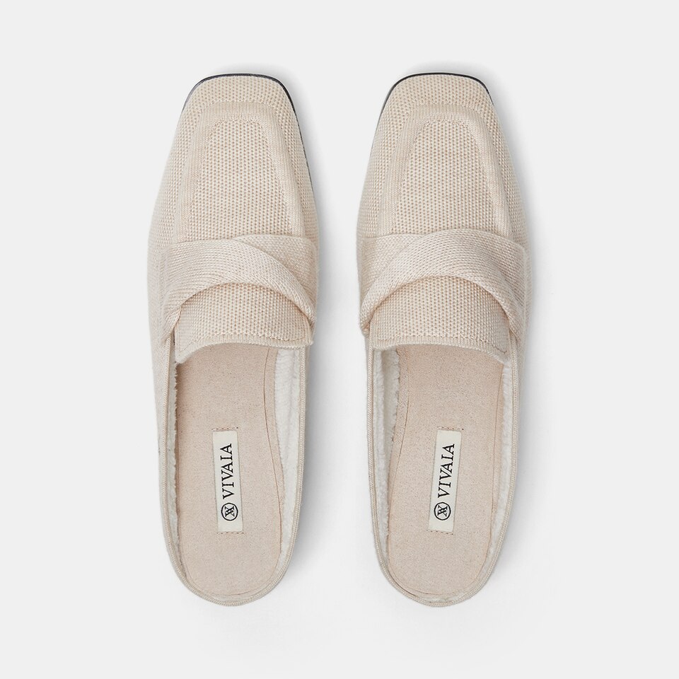 Olivia Square-toe Mules in Cream Ivory | Women's Sustainable and Stylish Shoes | VIVAIA