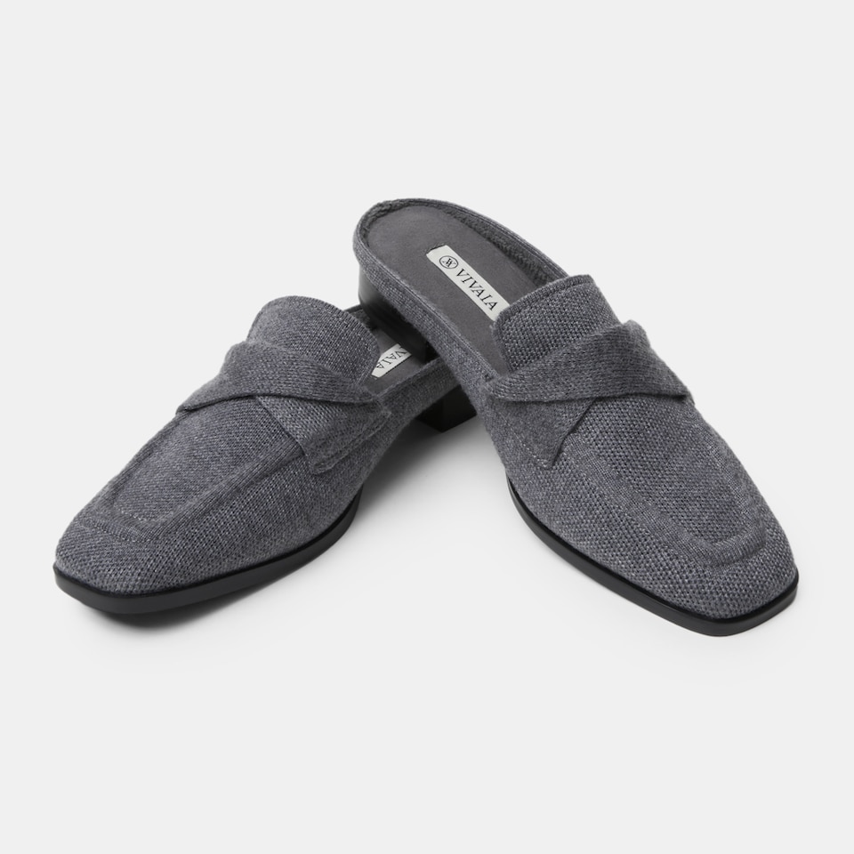Olivia Square-toe Mules in Rich Grey | Women's Sustainable and Stylish Shoes | VIVAIA