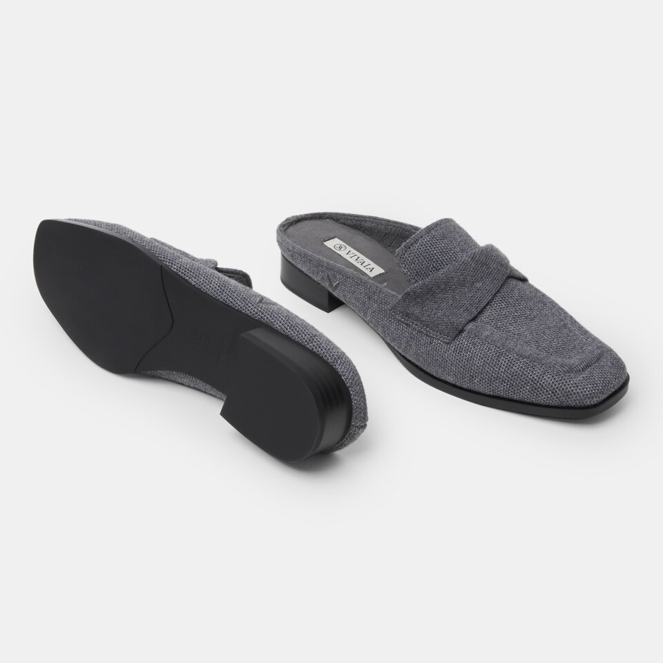 Olivia Square-toe Mules in Rich Grey | Women's Sustainable and Stylish Shoes | VIVAIA
