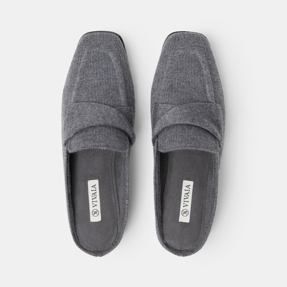 Olivia Square-toe Mules in Rich Grey | Women's Sustainable and Stylish Shoes | VIVAIA