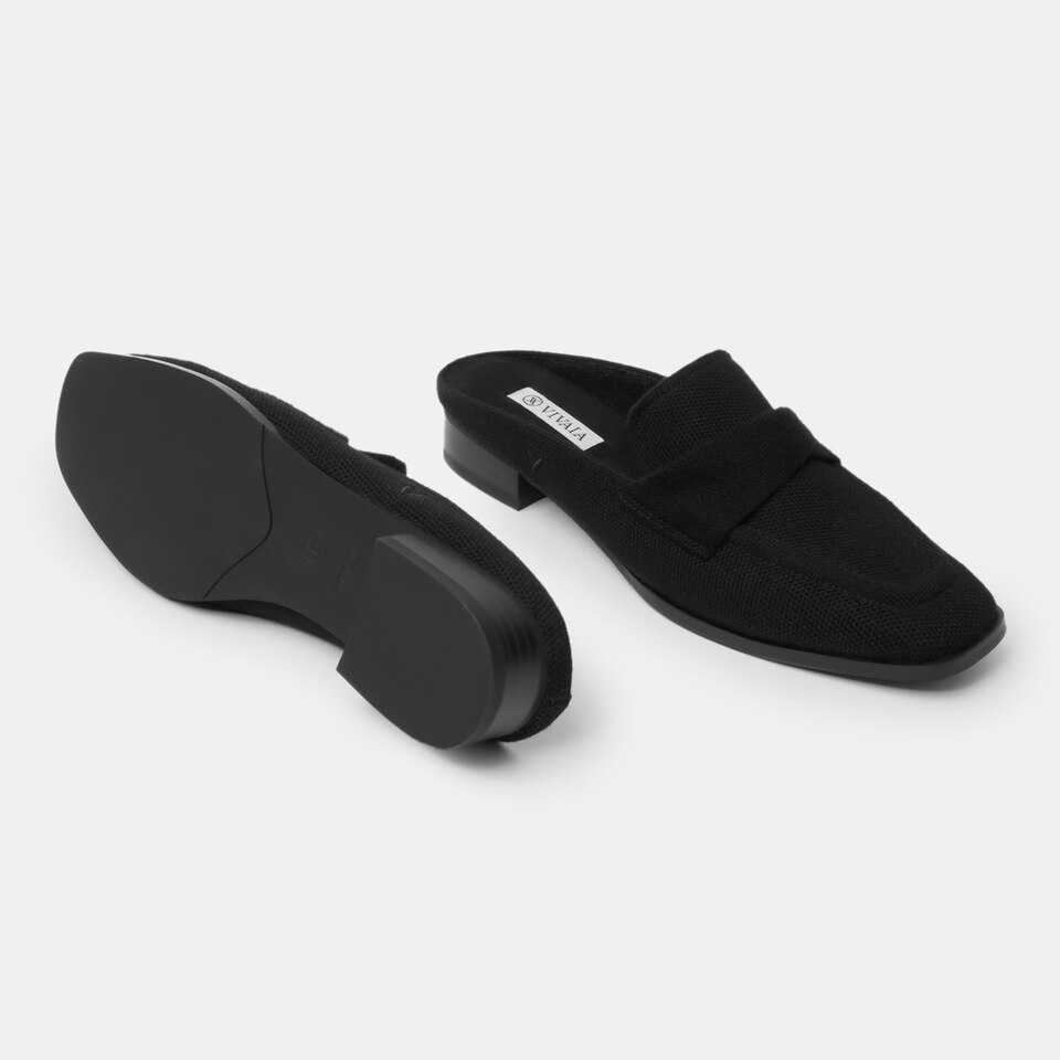 Olivia Square-toe Mules in Solid Black | Women's Sustainable and Stylish Shoes | VIVAIA