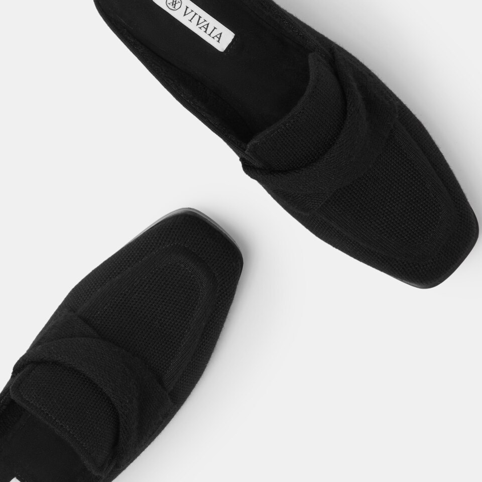 Olivia Square-toe Mules in Solid Black | Women's Sustainable and Stylish Shoes | VIVAIA