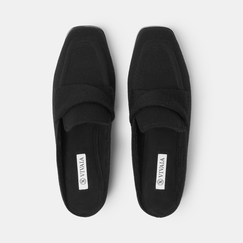 Olivia Square-toe Mules in Solid Black | Women's Sustainable and Stylish Shoes | VIVAIA