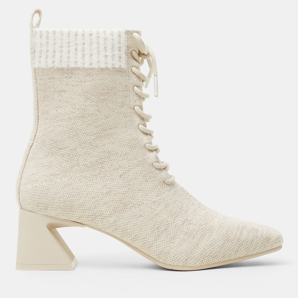 Isabel Square-toe Wool Ankle Boots in Cream Ivory | Women's Sustainable and Stylish Shoes | VIVAIA