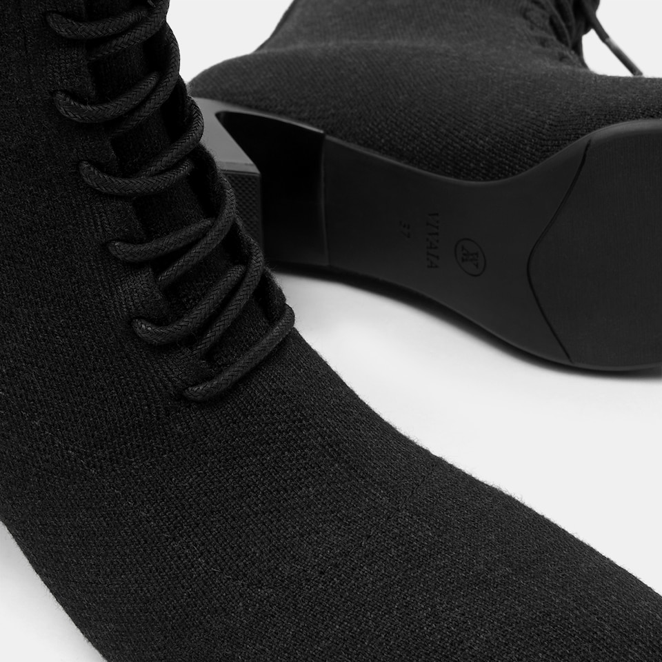 Isabel Square-toe Wool Ankle Boots in Solid Black | Women's Sustainable and Stylish Shoes | VIVAIA