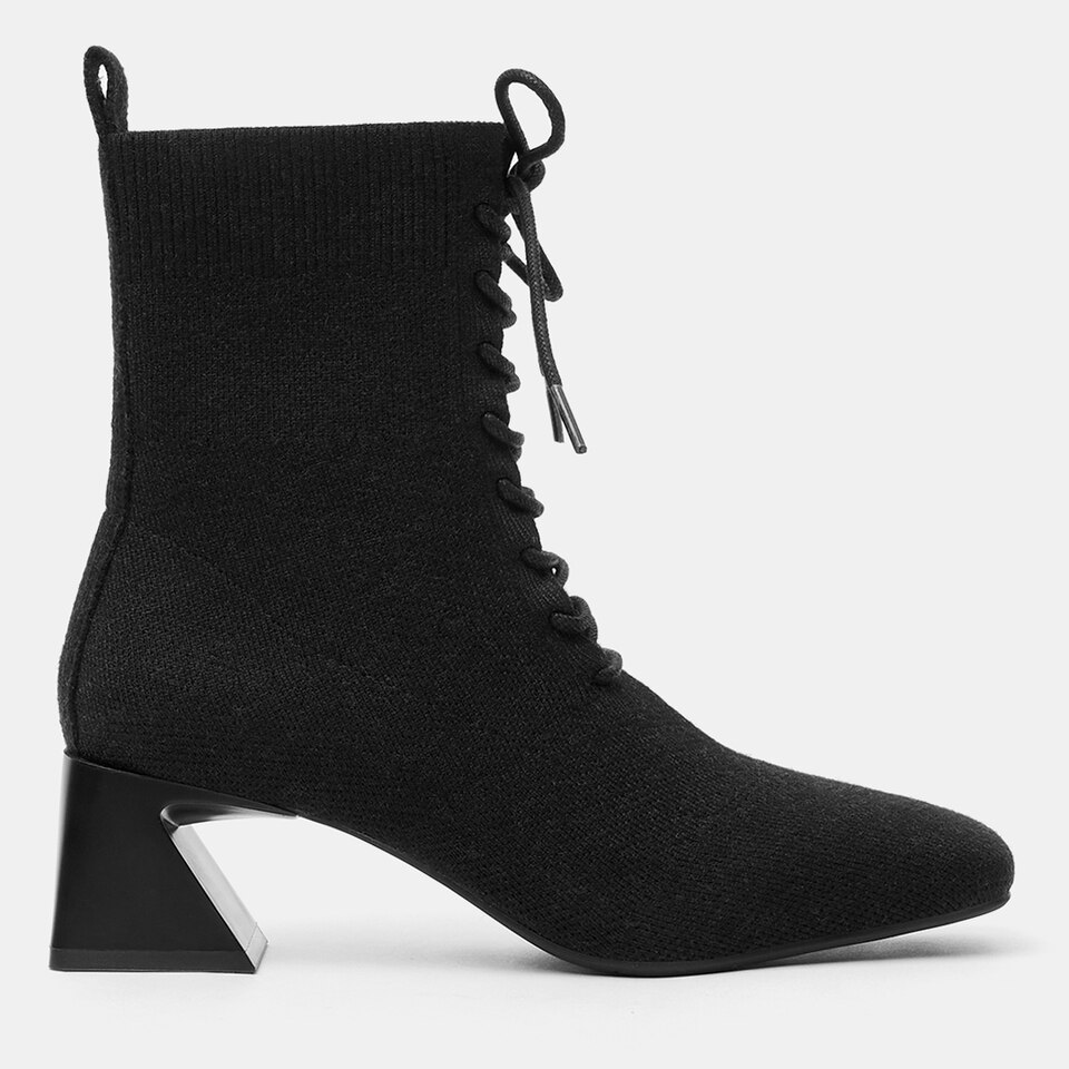 Isabel Square-toe Wool Ankle Boots in Solid Black | Women's Sustainable and Stylish Shoes | VIVAIA