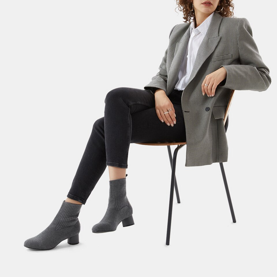Zoe Round-toe Wool Ankle Boots in Rich Grey | Women's Sustainable and Stylish Shoes | VIVAIA