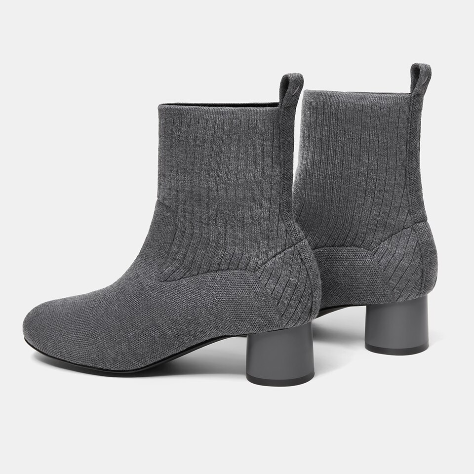 Zoe Round-toe Wool Ankle Boots in Rich Grey | Women's Sustainable and Stylish Shoes | VIVAIA