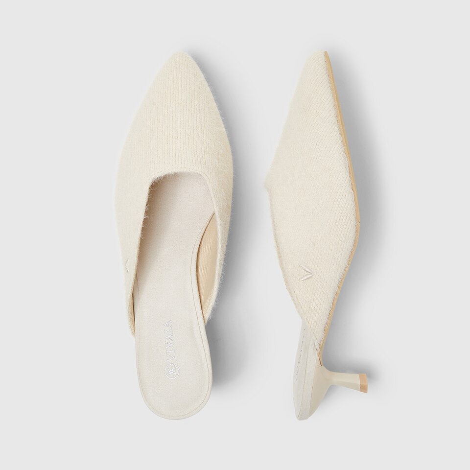 Karen Pointy Mules in Cream Ivory | Women's Sustainable and Stylish Shoes | VIVAIA