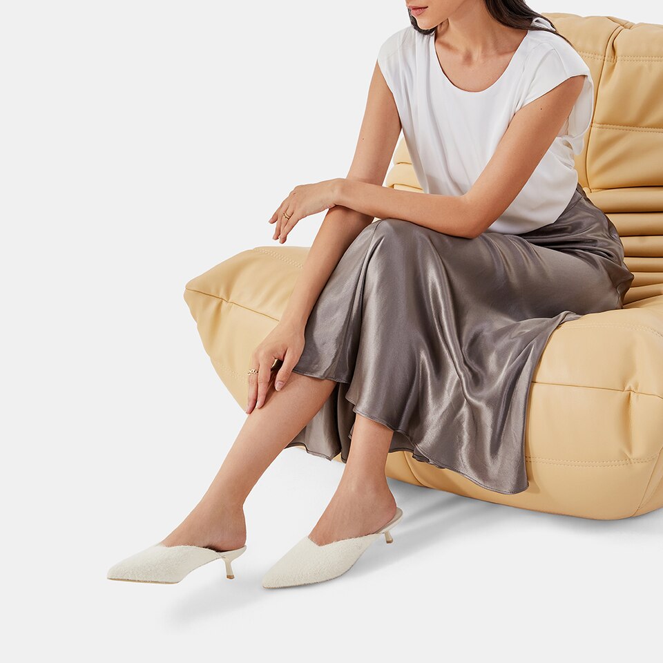 Karen Pointy Mules in Cream Ivory | Women's Sustainable and Stylish Shoes | VIVAIA