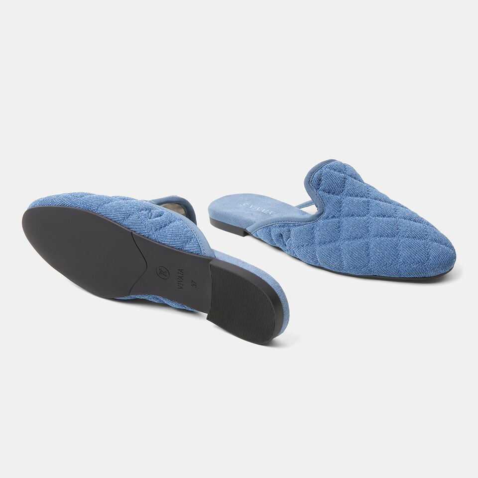 Sherry Round-toe Mules in Denim Blue | Women's Sustainable and Stylish Shoes | VIVAIA
