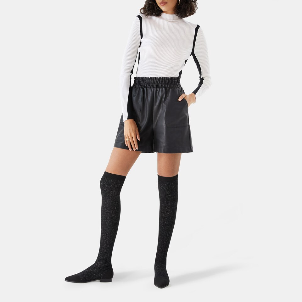 Michaelia Pointy Wool Over-knee Boots in Black | Women's Sustainable and Stylish Shoes | VIVAIA