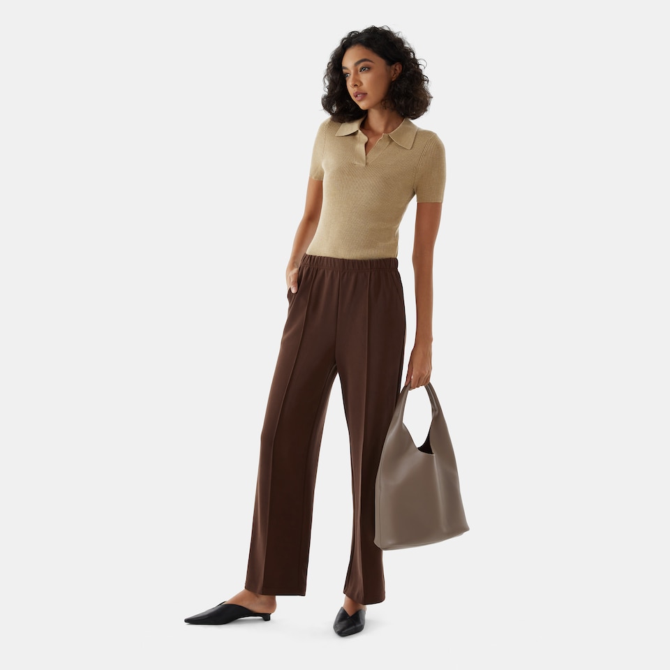Gemini Merino Wool Shirt in Khaki Brown | Women's Organic, Sustainable and Stylish Knitwears | Clothing | VIVAIA