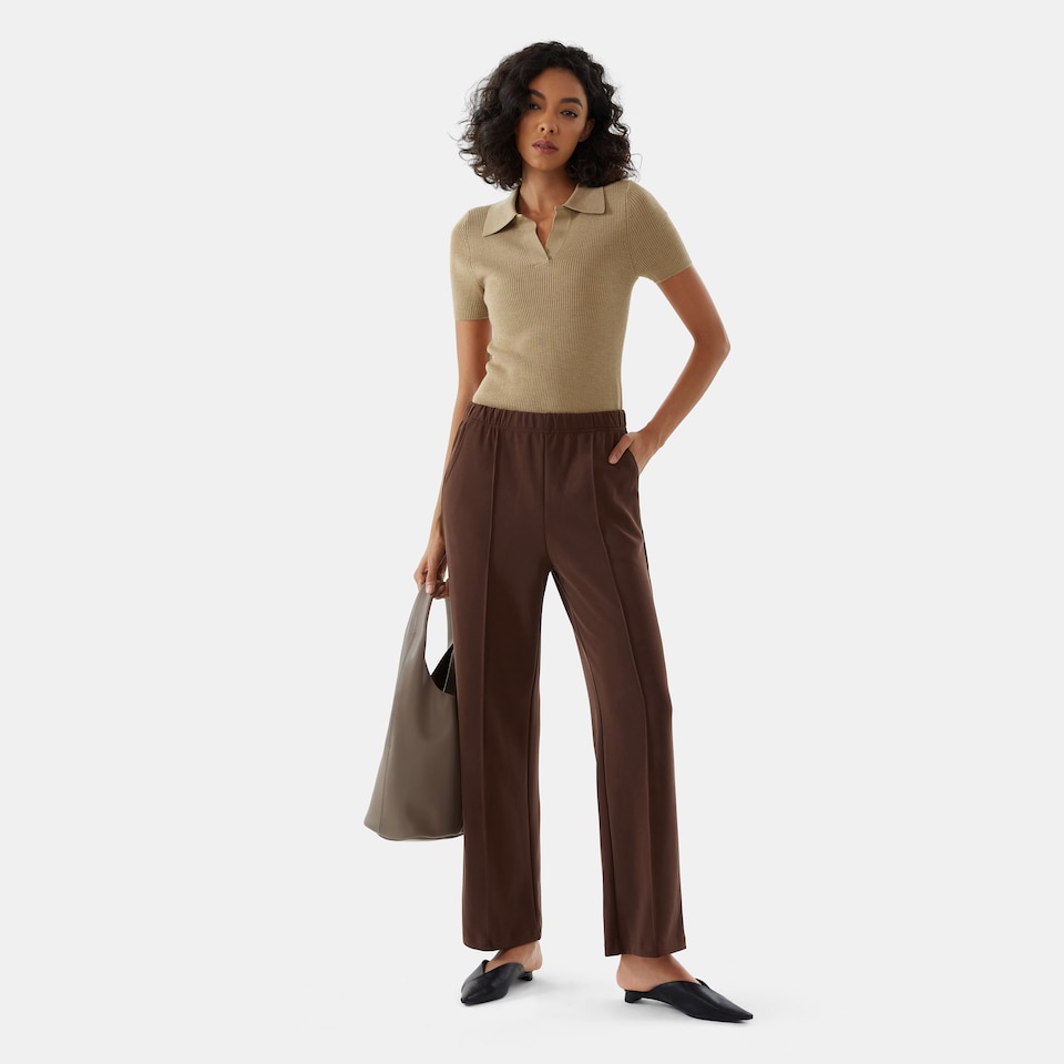 Gemini Merino Wool Shirt in Khaki Brown | Women's Organic, Sustainable and Stylish Knitwears | Clothing | VIVAIA