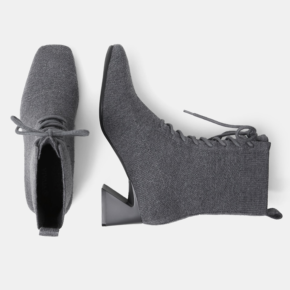 Isabel Square-toe Wool Ankle Boots in Rich Grey | Women's Sustainable and Stylish Shoes | VIVAIA