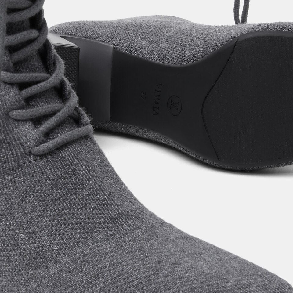 Isabel Square-toe Wool Ankle Boots in Rich Grey | Women's Sustainable and Stylish Shoes | VIVAIA