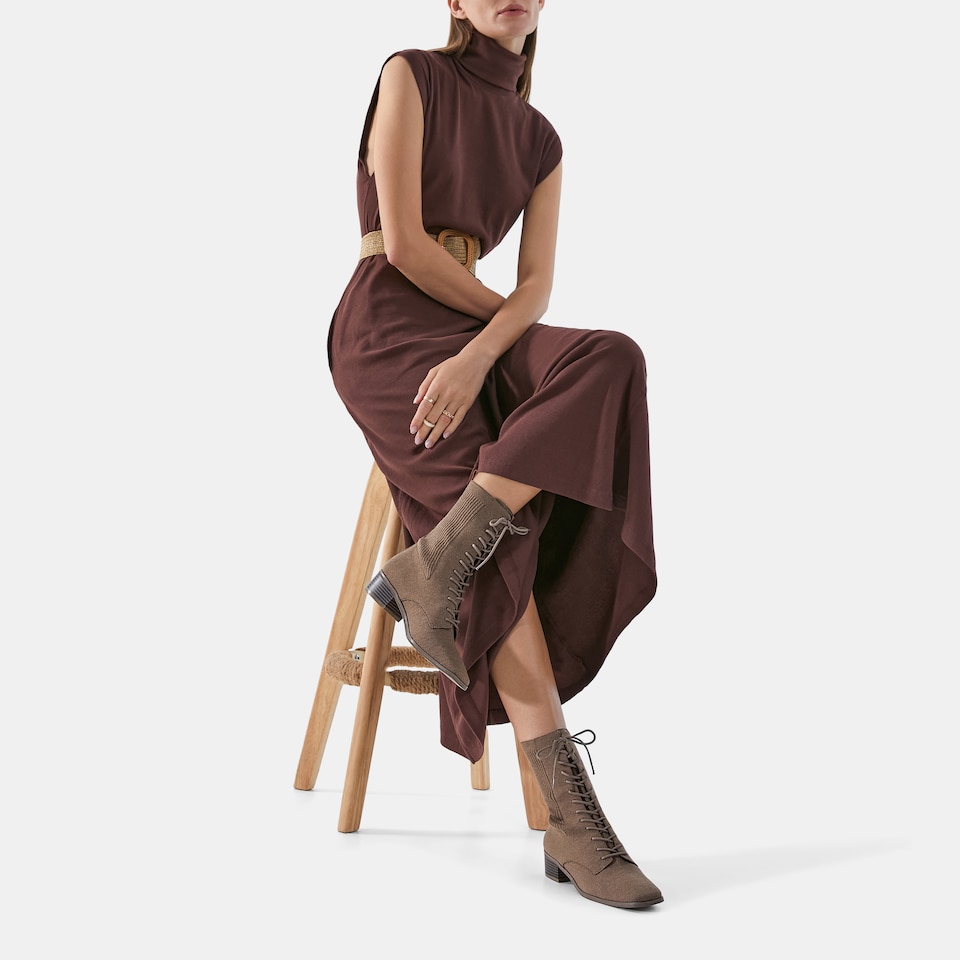 Tammy Square-toe Wool Boots in Tan Russet | Women's Sustainable and Stylish Shoes | VIVAIA