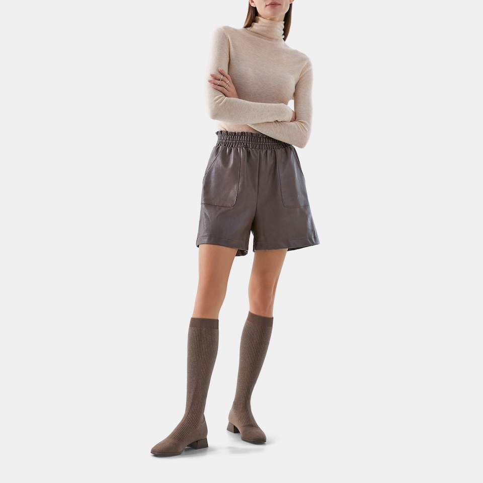 Tara Square-toe Wool Riding Boots in Peanut Brown | Women's Sustainable and Stylish Shoes | VIVAIA