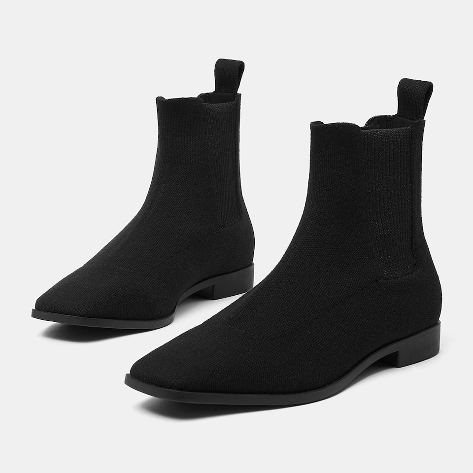 Rachel Square-toe Wool Ankle Boots in Black | Women's Sustainable and Stylish Shoes | VIVAIA