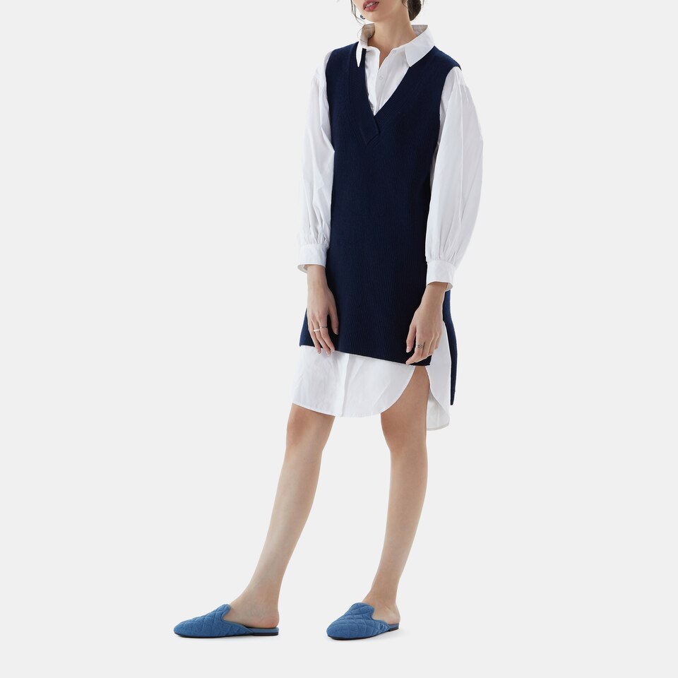 Sherry Round-toe Mules in Denim Blue | Women's Sustainable and Stylish Shoes | VIVAIA