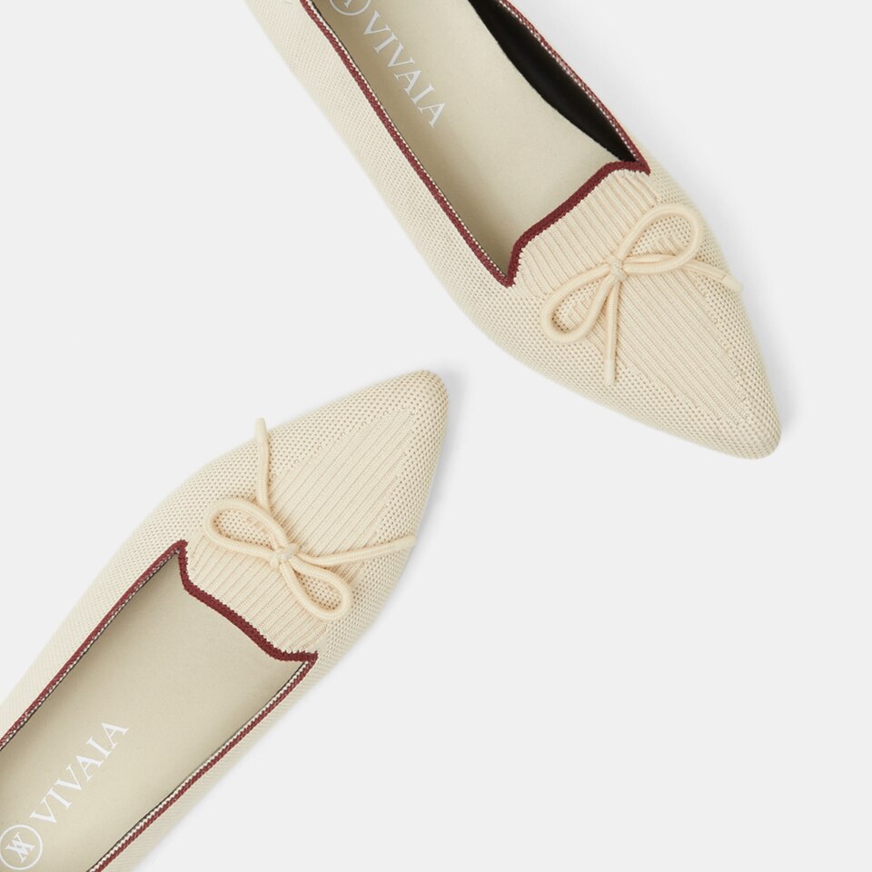 Eartha Pointy Flats in Cream Ivory | Women's Sustainable, Washable and Stylish Shoes | VIVAIA