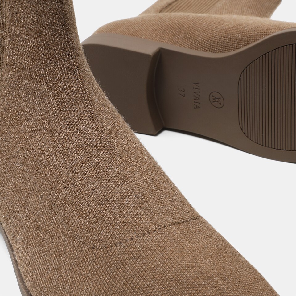 Rachel Wool Square-toe Chelsea Boots in Peanut Brown | Women's Sustainable and Stylish Shoes | VIVAIA