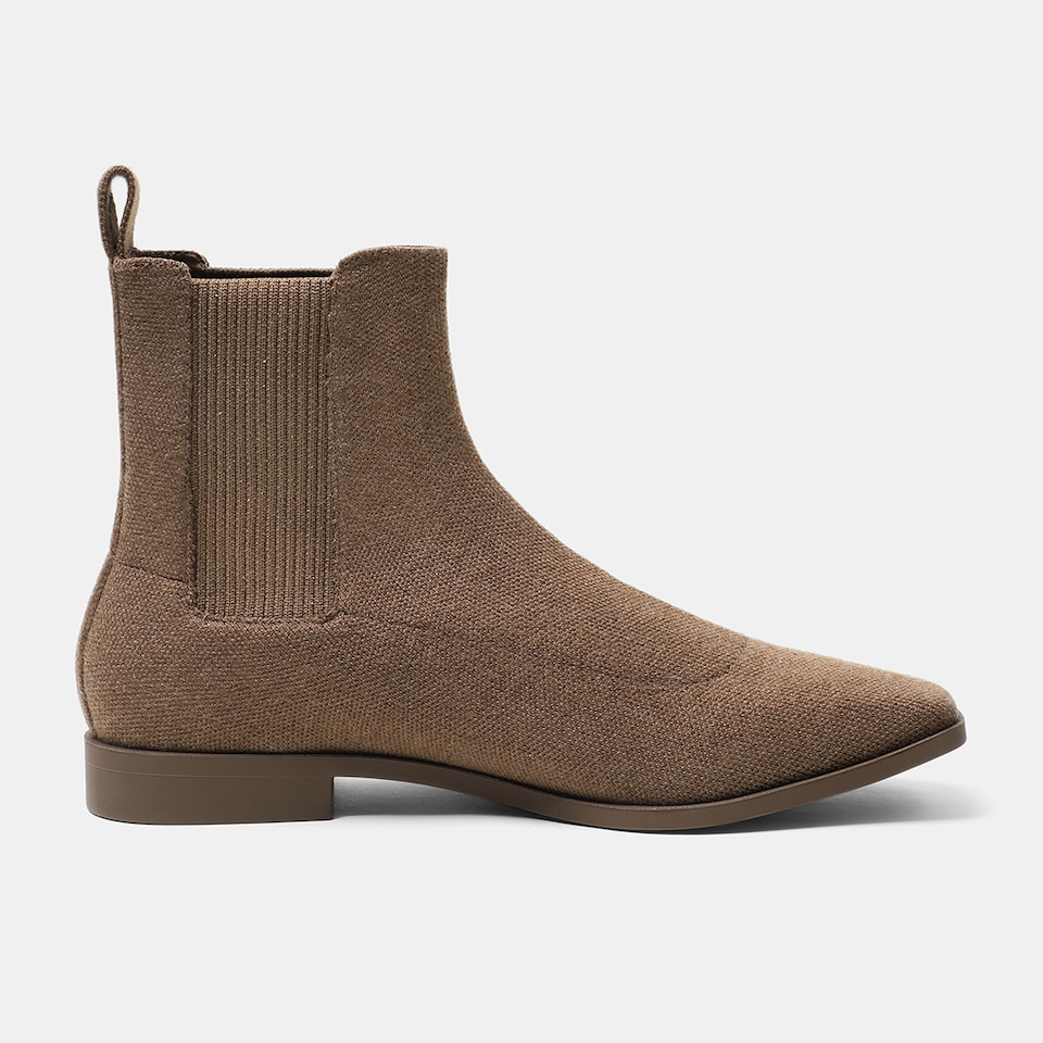 Rachel Wool Square-toe Chelsea Boots in Peanut Brown | Women's Sustainable and Stylish Shoes | VIVAIA