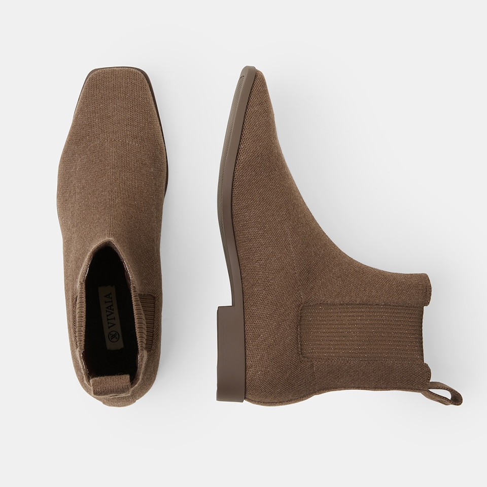 Rachel Wool Square-toe Chelsea Boots in Peanut Brown | Women's Sustainable and Stylish Shoes | VIVAIA