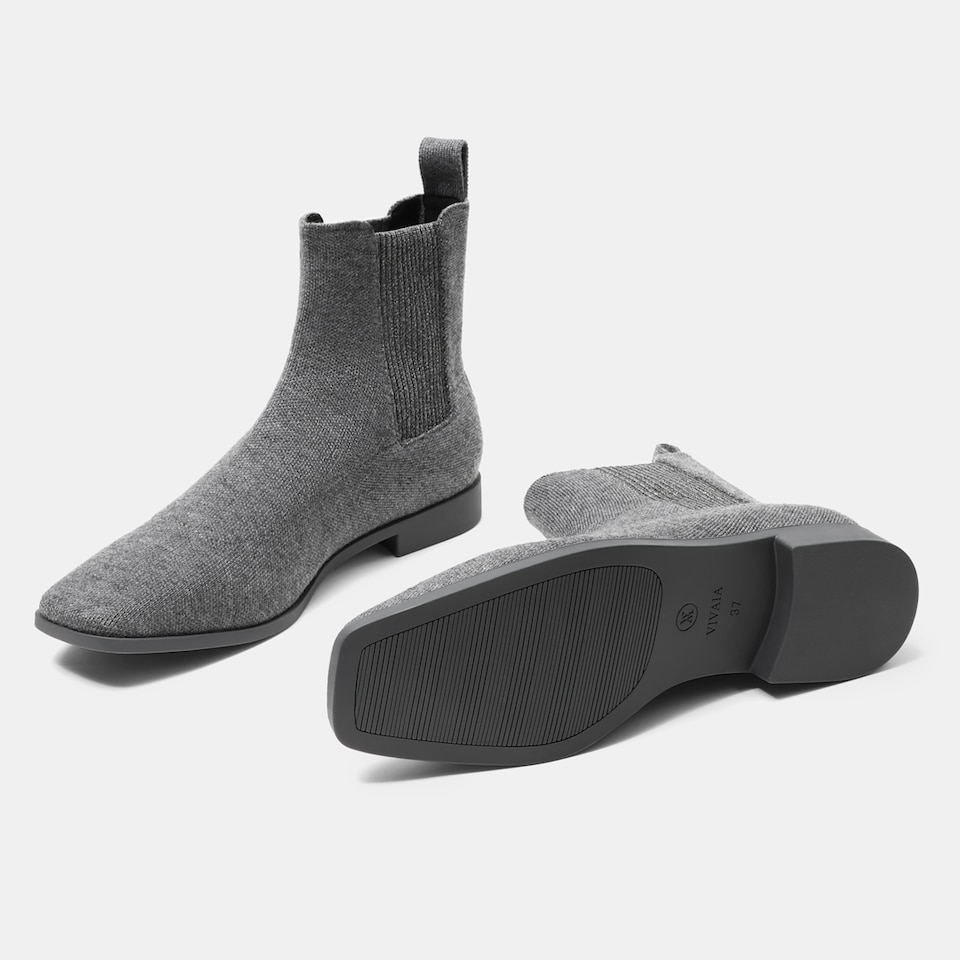 Rachel Wool Square-toe Chelsea Boots in Pale Grey | Women's Sustainable and Stylish Shoes | VIVAIA