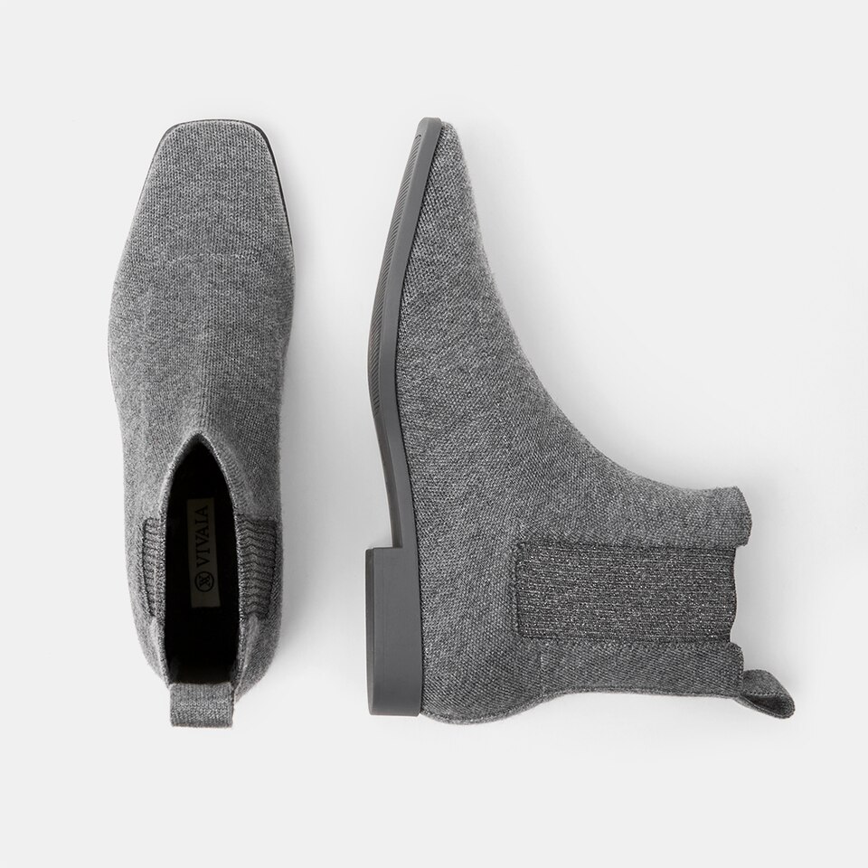 Rachel Wool Square-toe Chelsea Boots in Pale Grey | Women's Sustainable and Stylish Shoes | VIVAIA