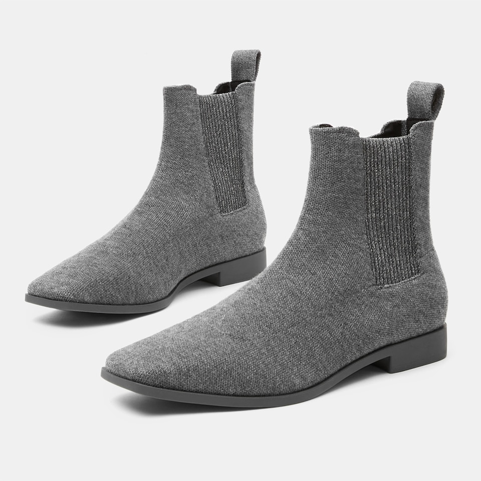 Rachel Wool Square-toe Chelsea Boots in Pale Grey | Women's Sustainable and Stylish Shoes | VIVAIA