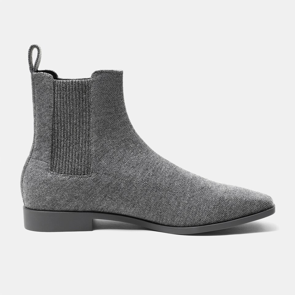 Rachel Wool Square-toe Chelsea Boots in Pale Grey | Women's Sustainable and Stylish Shoes | VIVAIA