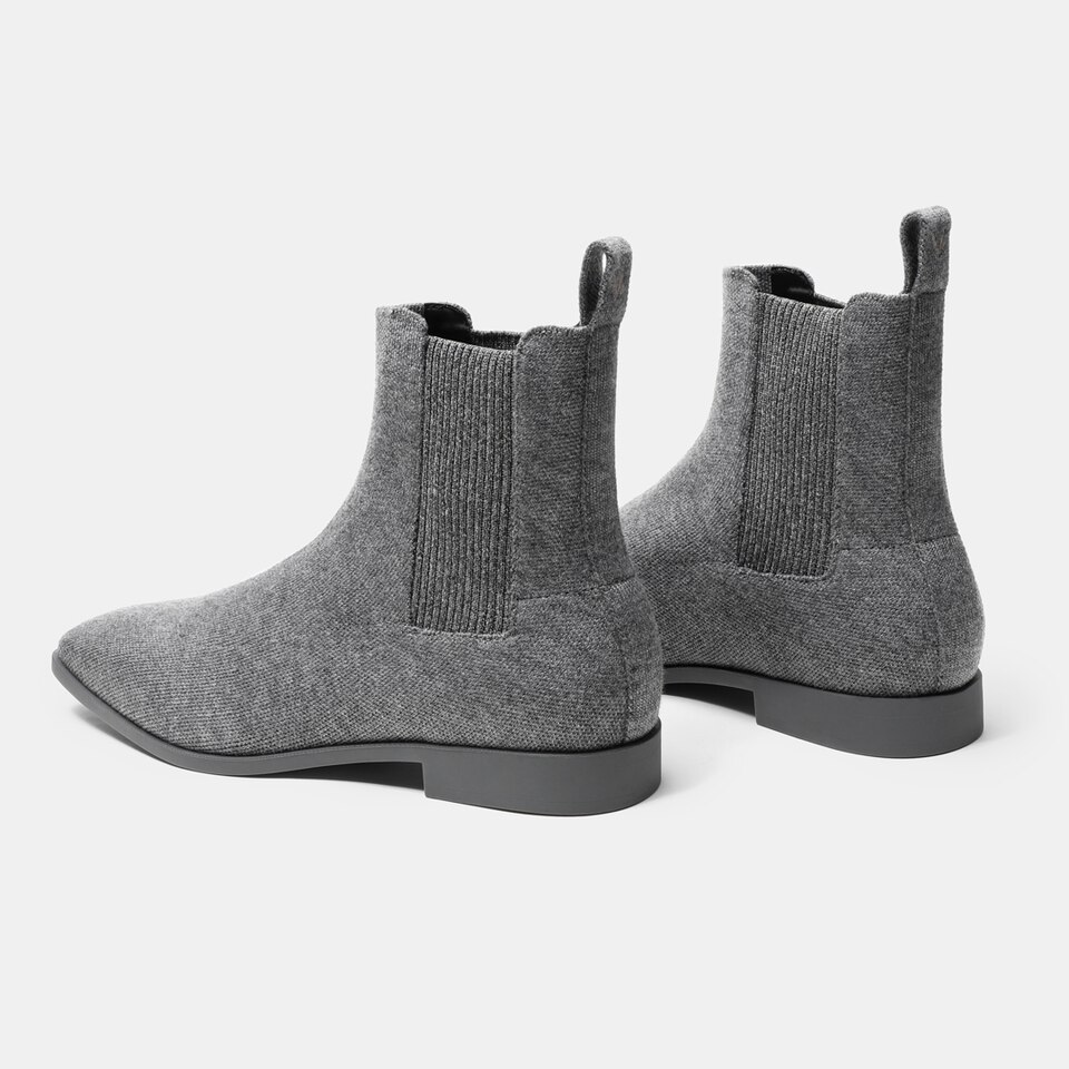 Rachel Wool Square-toe Chelsea Boots in Pale Grey | Women's Sustainable and Stylish Shoes | VIVAIA