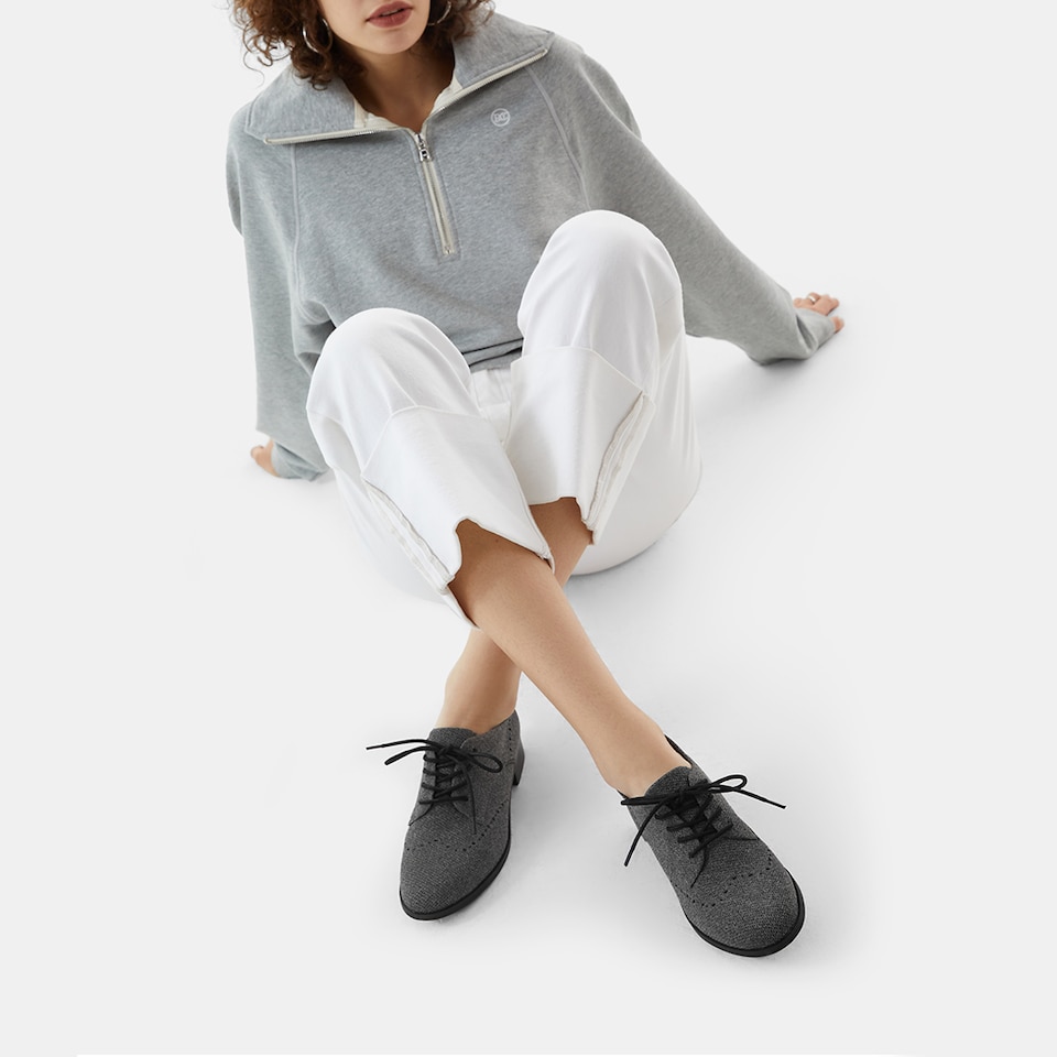 Victoria Round-toe Oxfoad Loafers in Rich Grey | Women's Sustainable and Stylish Shoes | VIVAIA